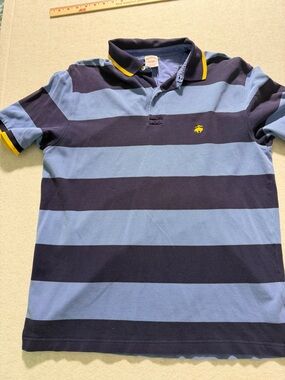 Brooks Brothers Men's Performance Polo Shirt Original Fit Large L Blue Striped